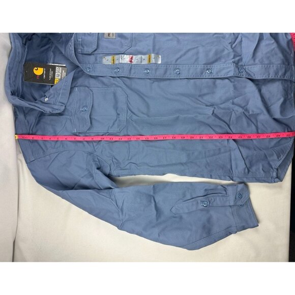 NWT Carhartt FRS160 Blue Flame Resistant Twill Work Shirt Mens L - Picture 7 of 7